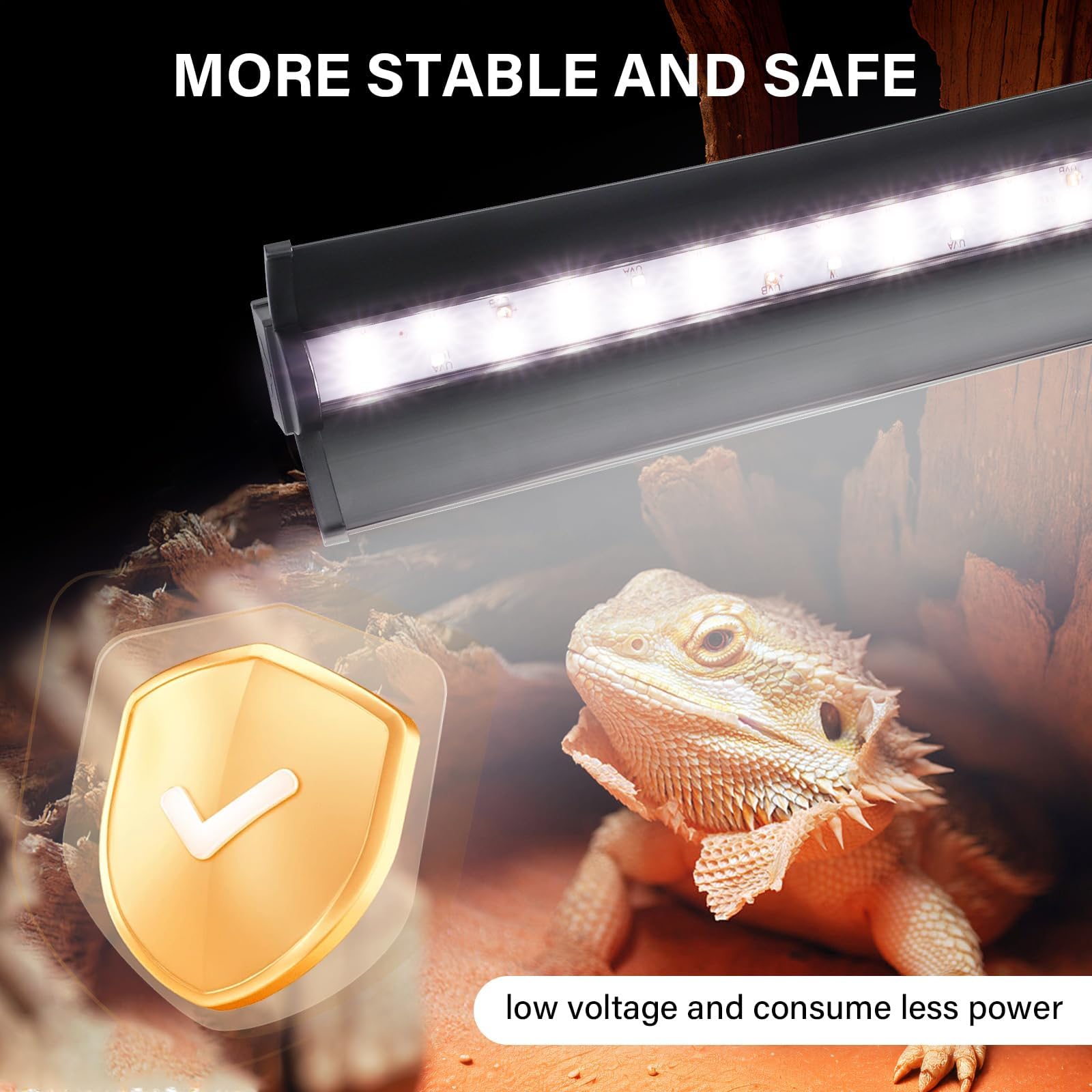 Hygger Zoo UVB Light for turtle tank facilitates basking and calcium metabolism support.