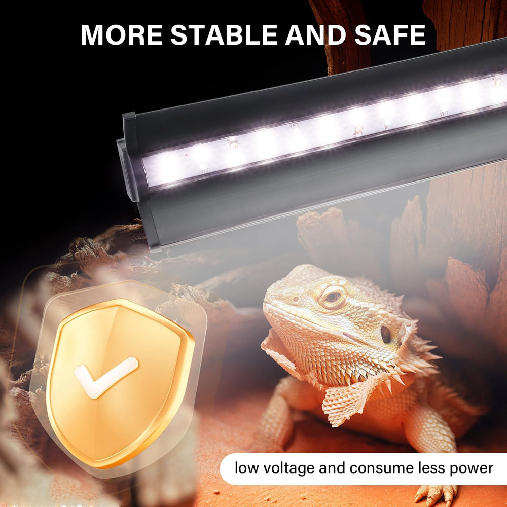 Hygger Zoo UVB Light for turtle tank facilitates basking and calcium metabolism support.