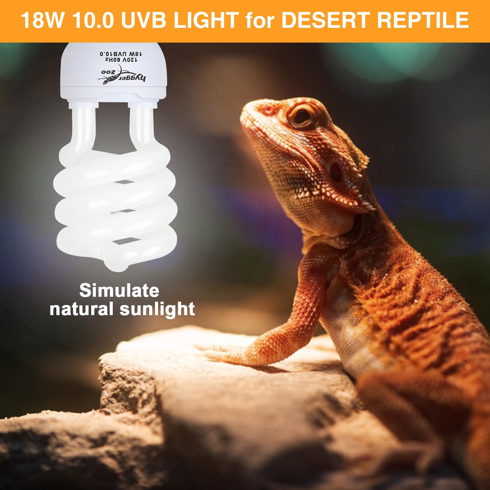 Hygger Zoo UVB light offers UVB/UVA spectrum for reptile health.