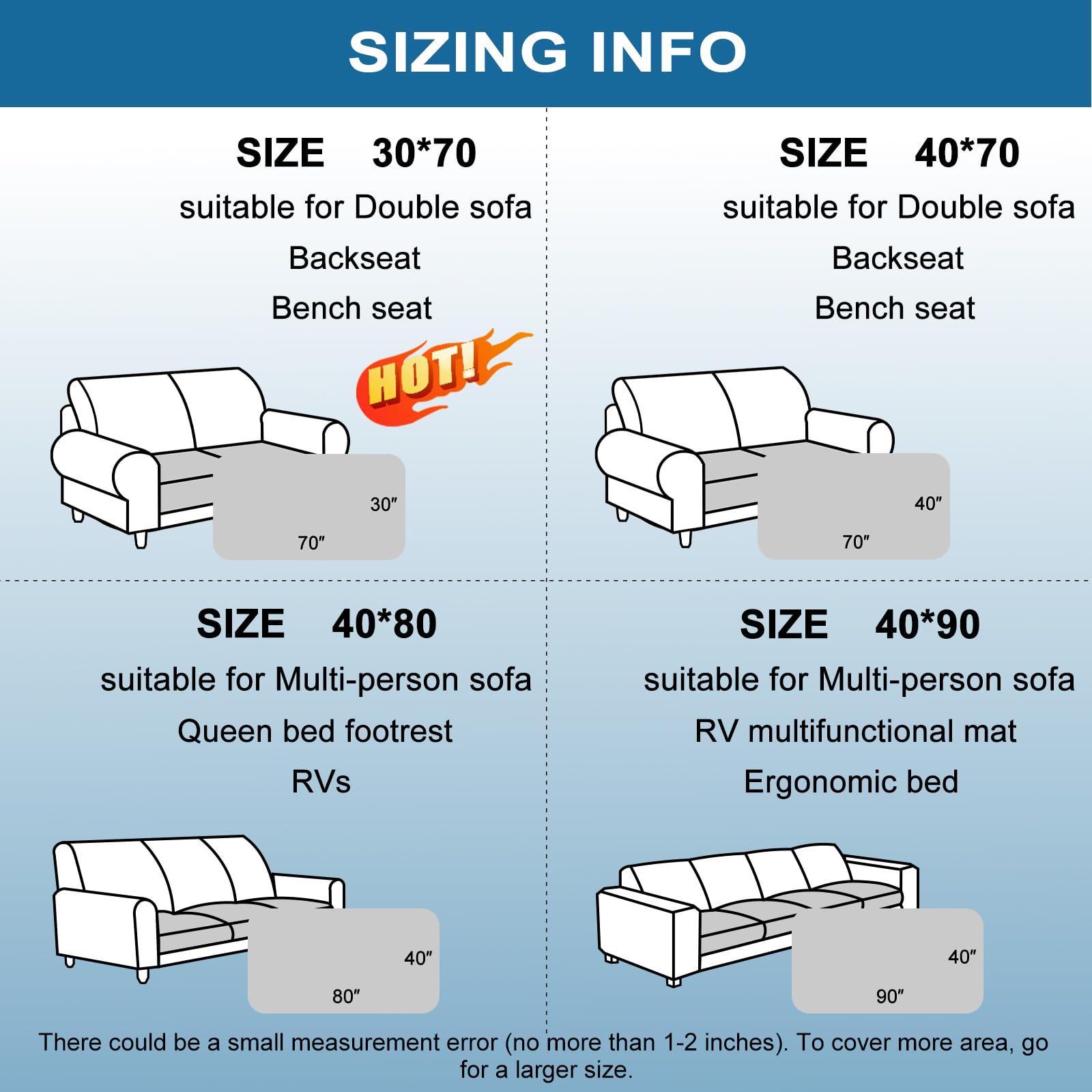 Hyha dog blanket 30x70 gray demonstrates ample coverage for standard furniture.