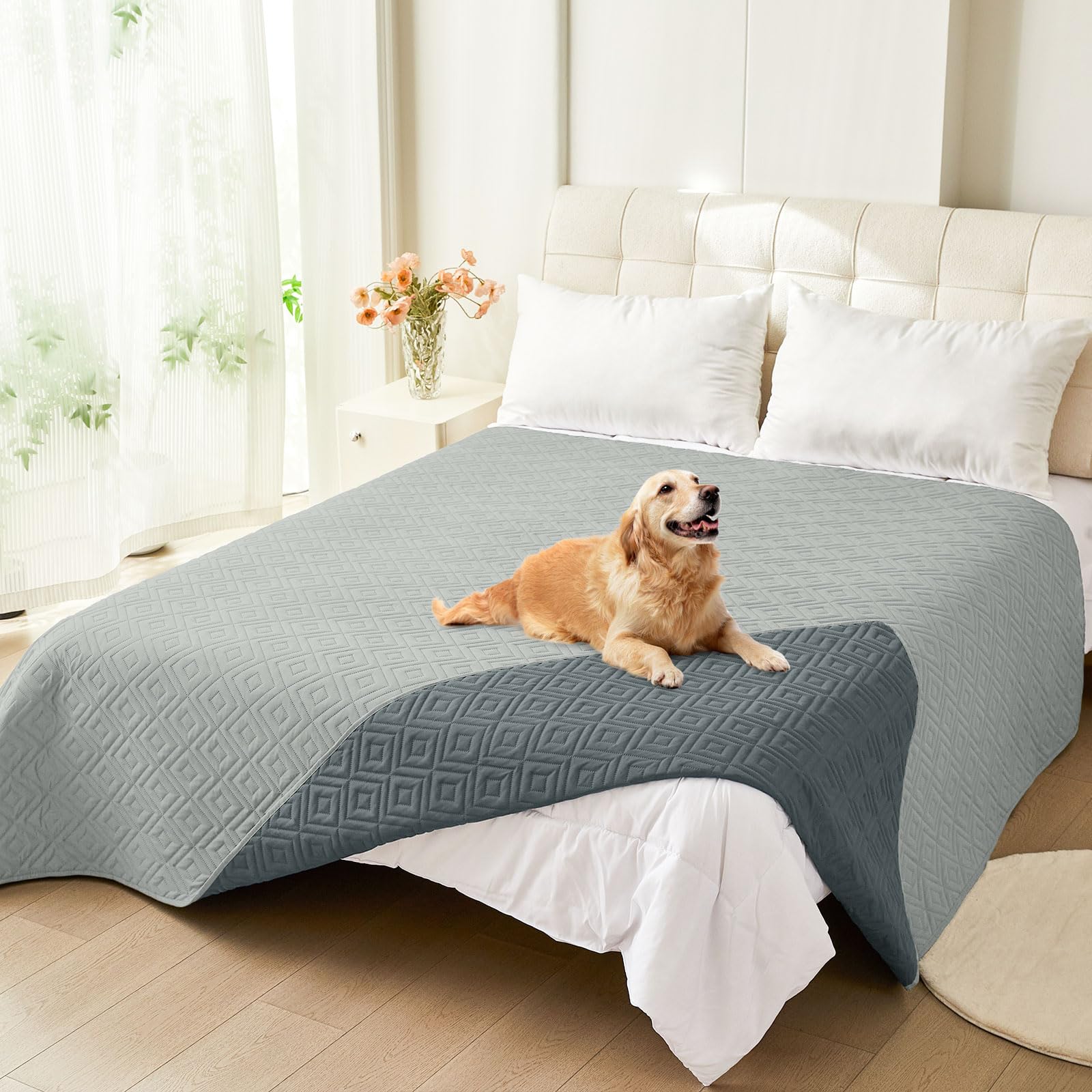 hyha waterproof dog blanket laid flat for quick setup