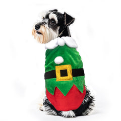 Hying Christmas Elf dog costume jacket adds festive flair for holiday parties.
