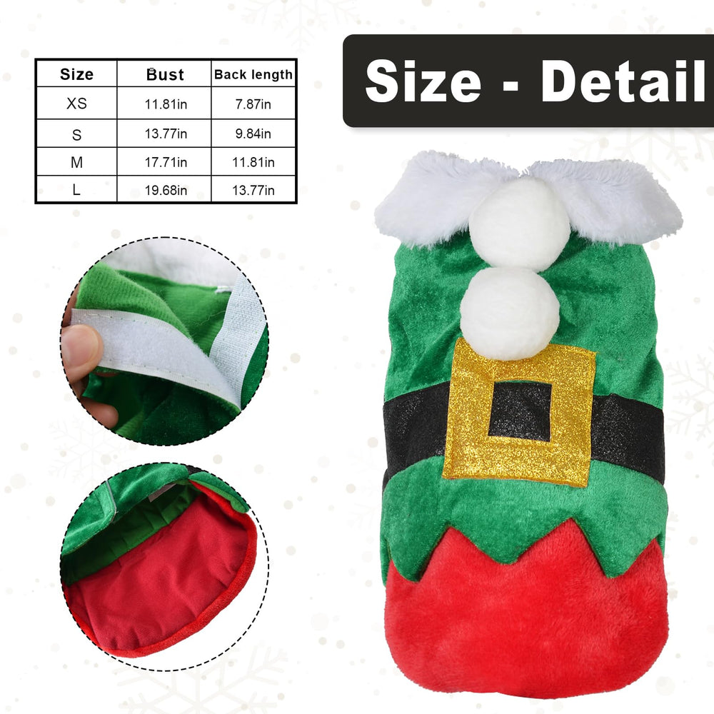 Hying Christmas Elf bodysuit pajamas creates a cute holiday look for pets.