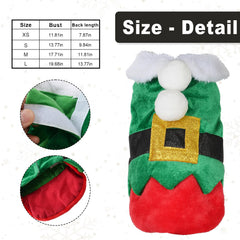 Hying Christmas Elf bodysuit pajamas creates a cute holiday look for pets.
