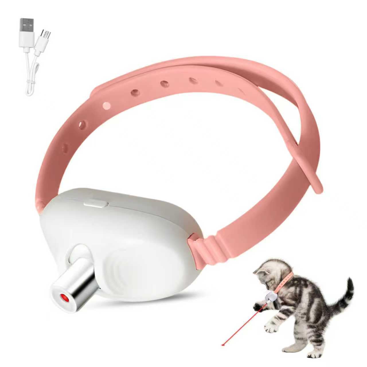 HYKCZOUS Laser Collar Cat Toy with laser beam in action for interactive play