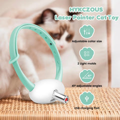HYKCZOUS laser collar in flashing mode attracting a cat during play