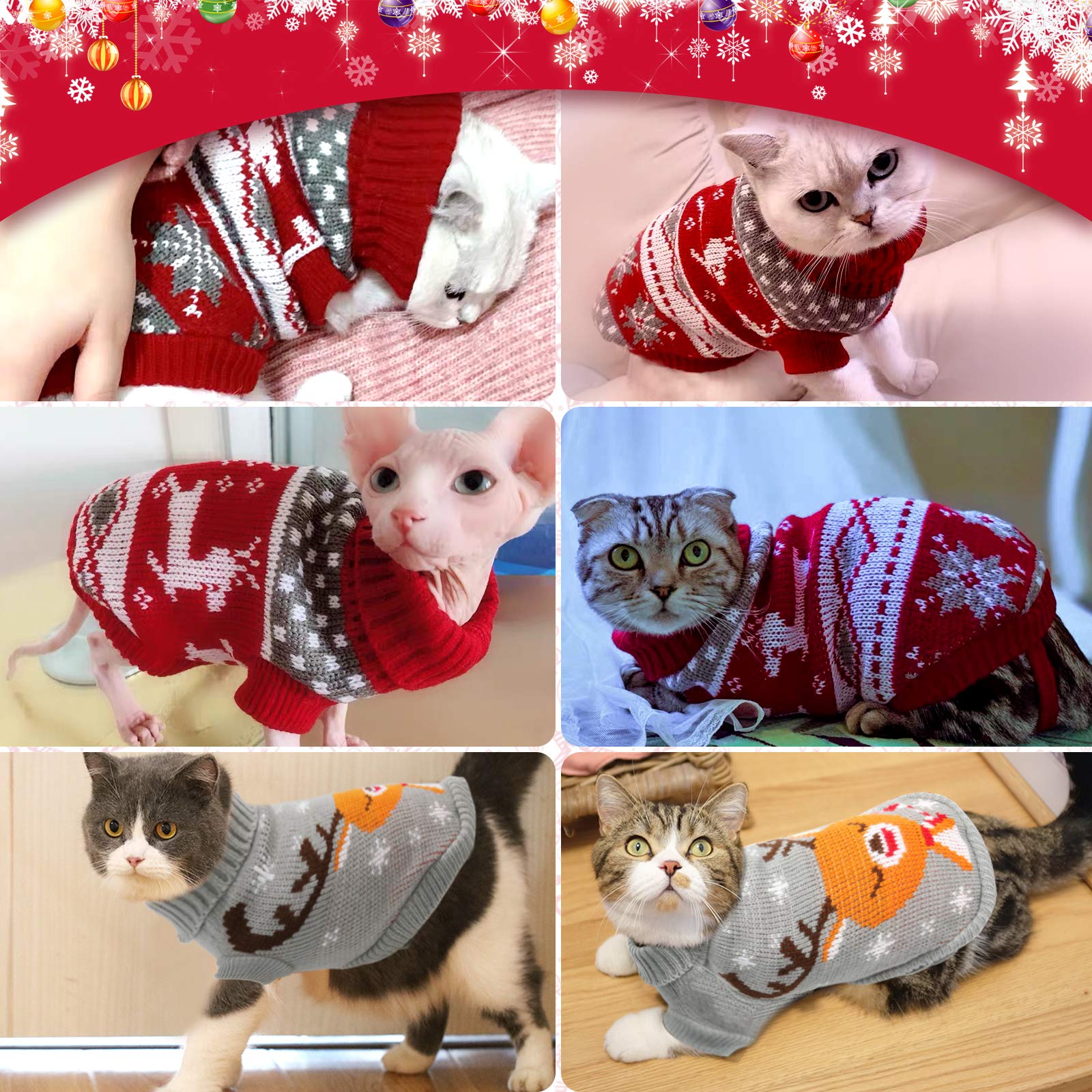 HYLYUN Cat Christmas Sweater Photos Pack7 for parties and cute memento