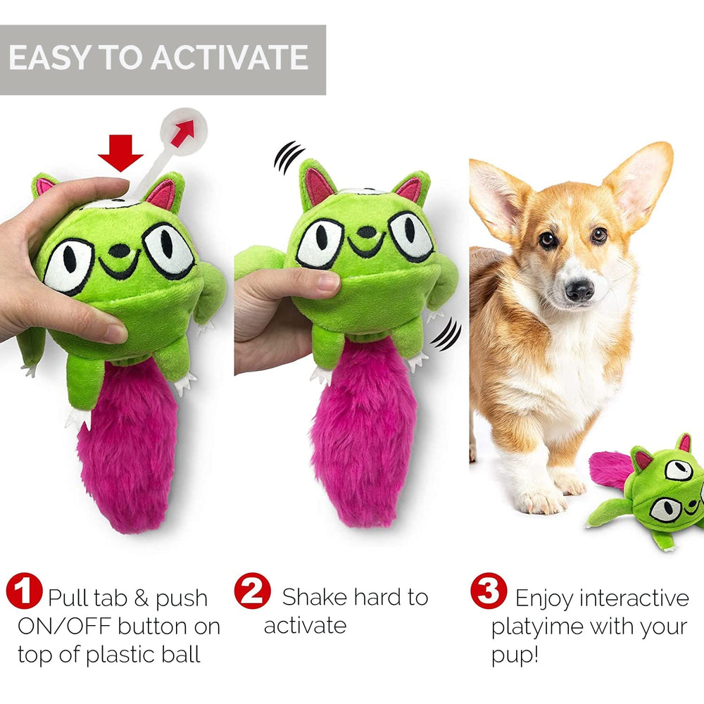 Hyper Pet Doggie Pal Monster Toy barks to heighten curiosity during fetch.