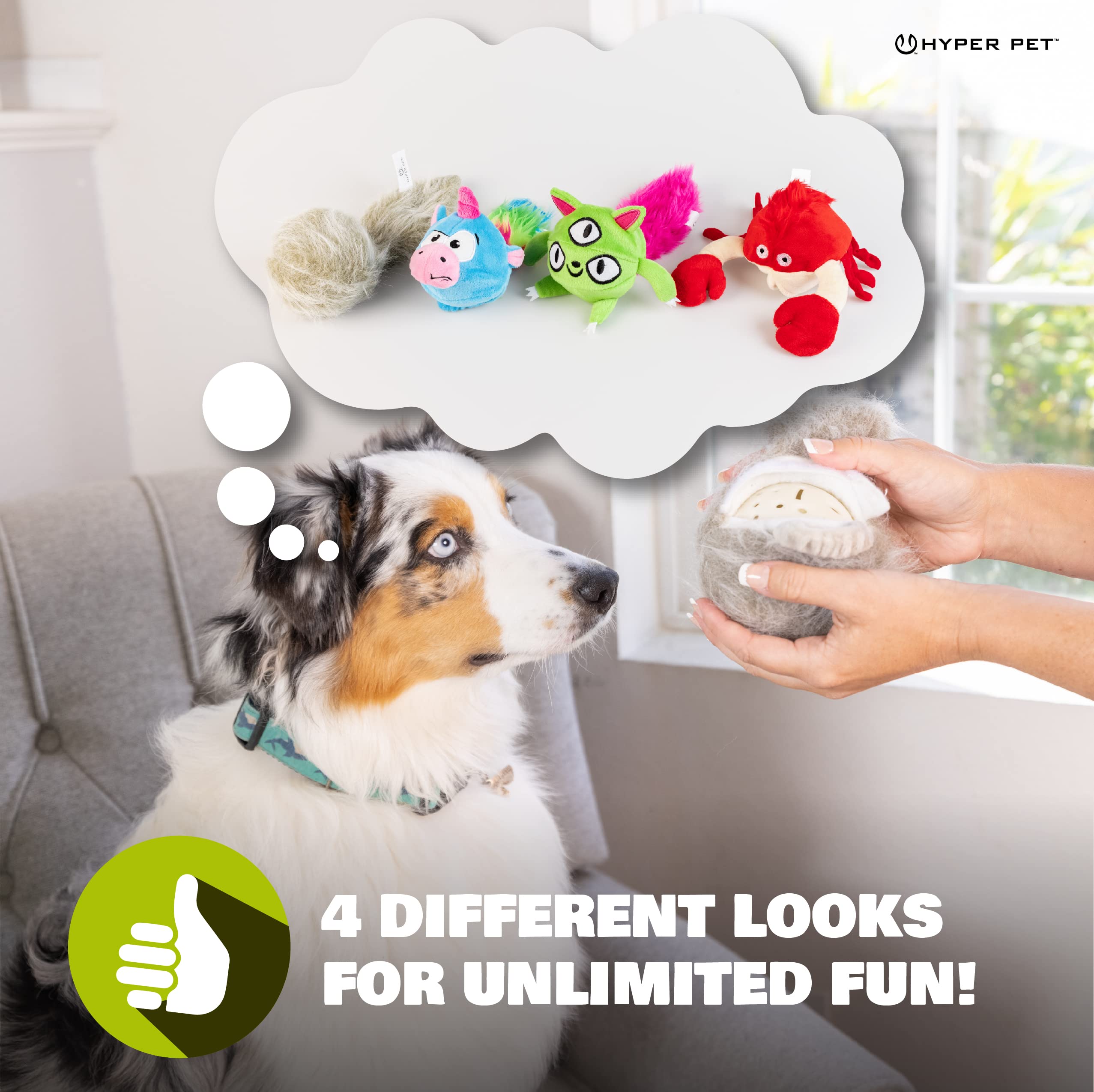 Hyper Pet Doggie Pal Monster Toy in-use action promotes activity and engagement.