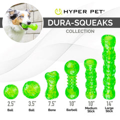 Hyper Pet Dura-Squeaks stick toy in water highlights floatable fetch fun.