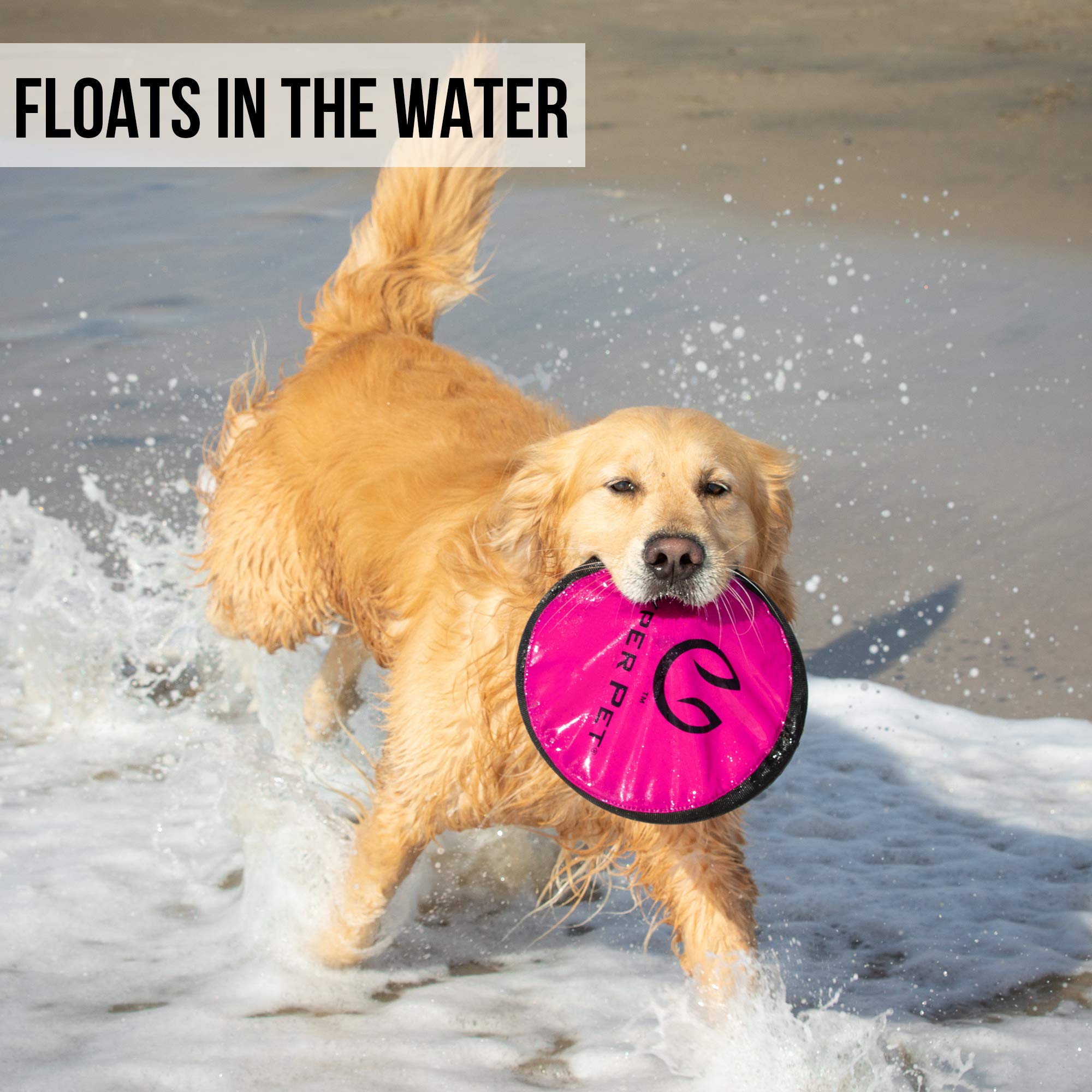 Hyper Pet Flippy Flopper floats on water during beach or pool fetch.