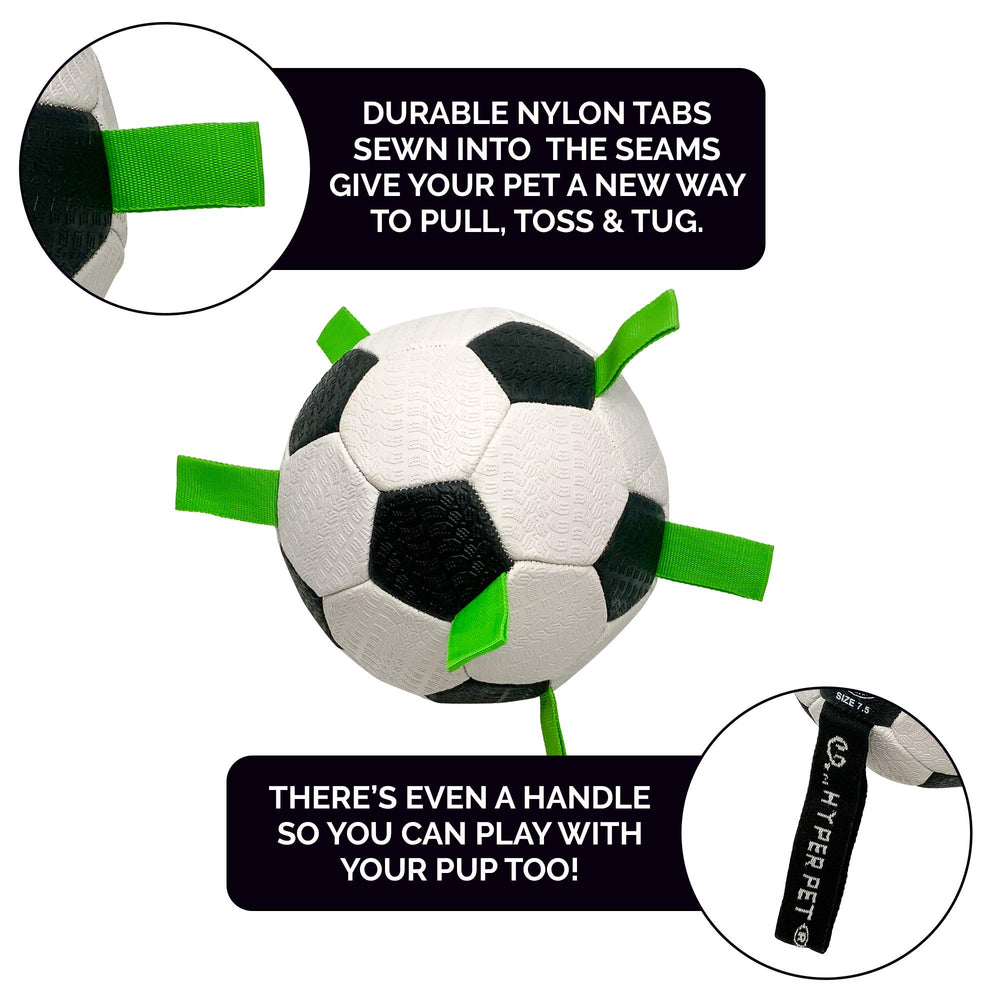 Hyper Pet Grab Tabs Ball with tug handle ready for interactive tug