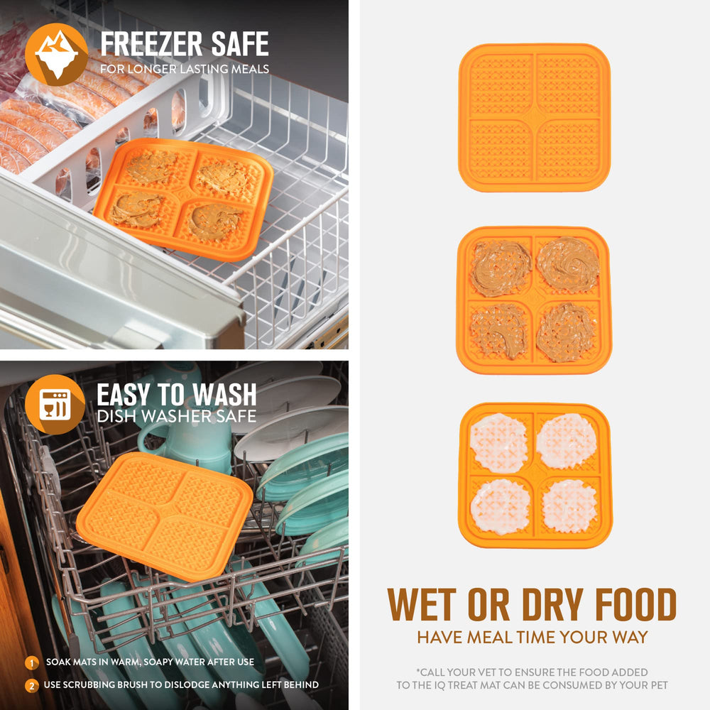 Hyper Pet IQ Treat Lick Mat quadrant-pattern demonstrates portion control and varied textures.