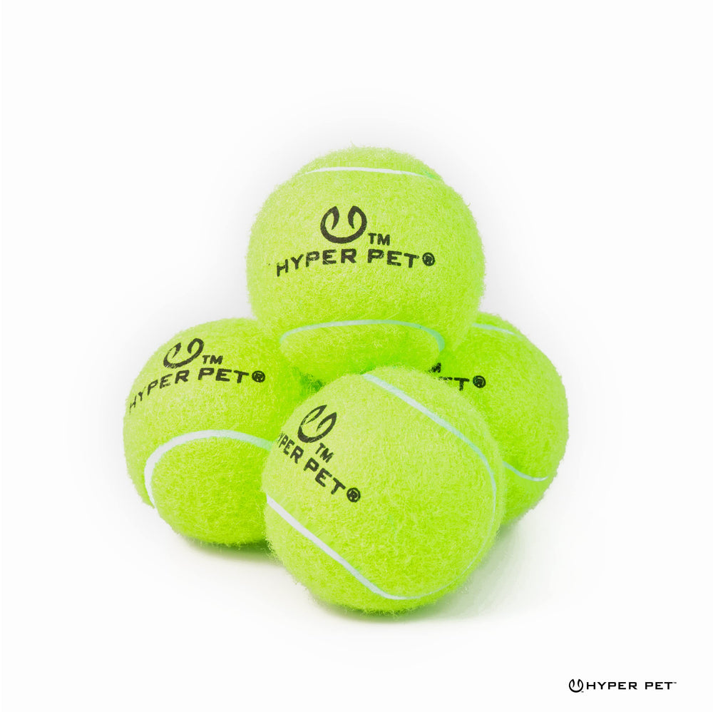 Hyper Pet mini tennis balls bright hue makes them easy to spot.