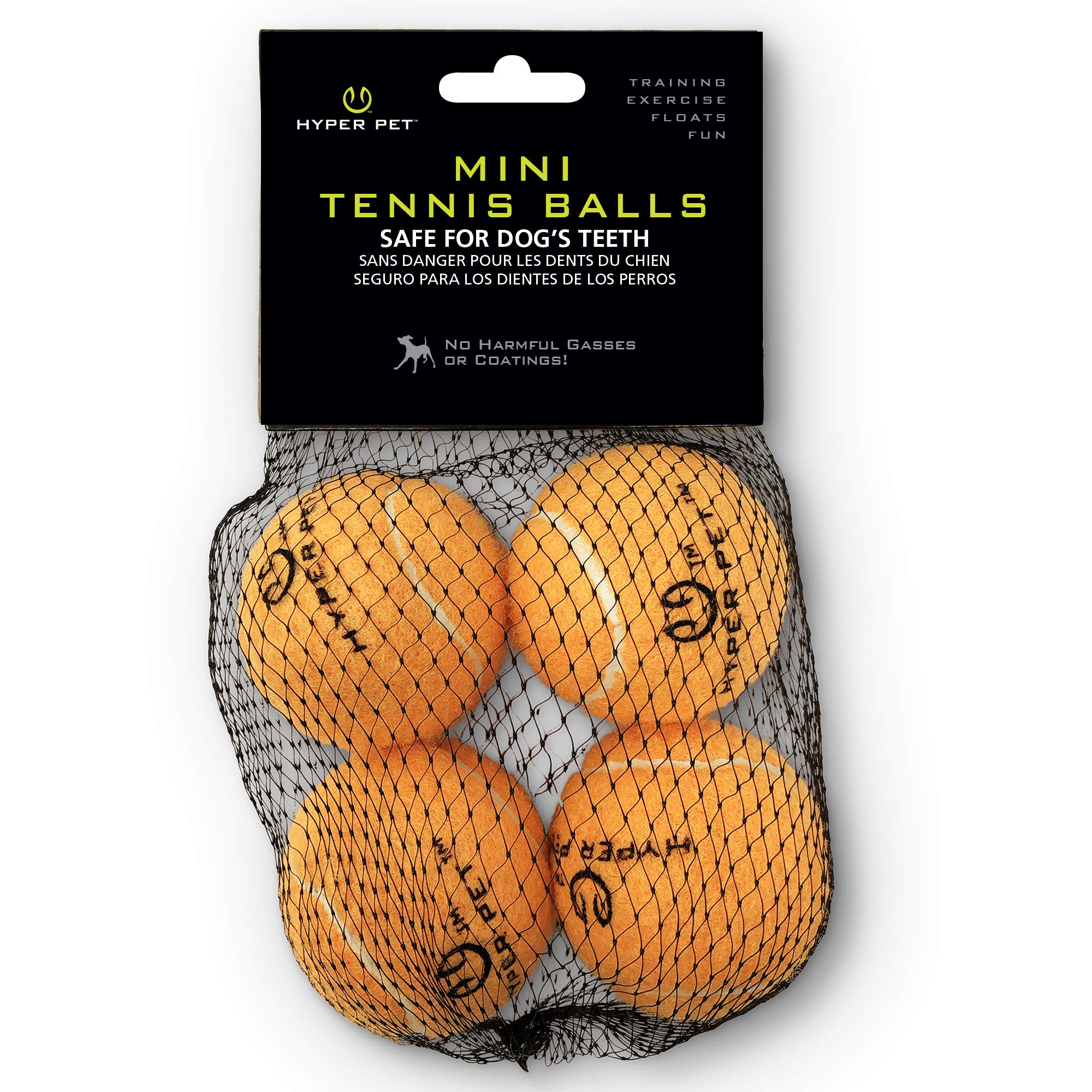 Hyper Pet MINI tennis balls orange pack 4 for easy fetch and visibility.