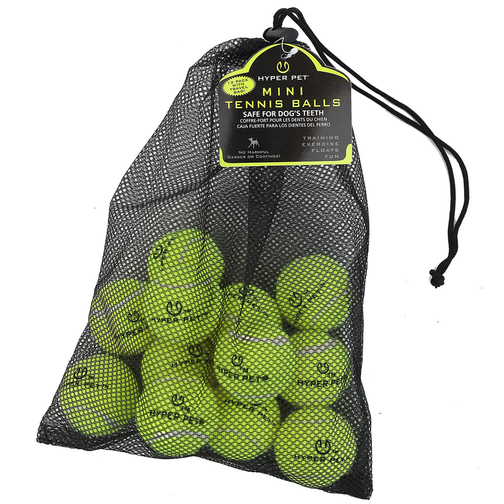 Hyper Pet mini tennis balls pack shot shows a compact fetch toy for small dogs.