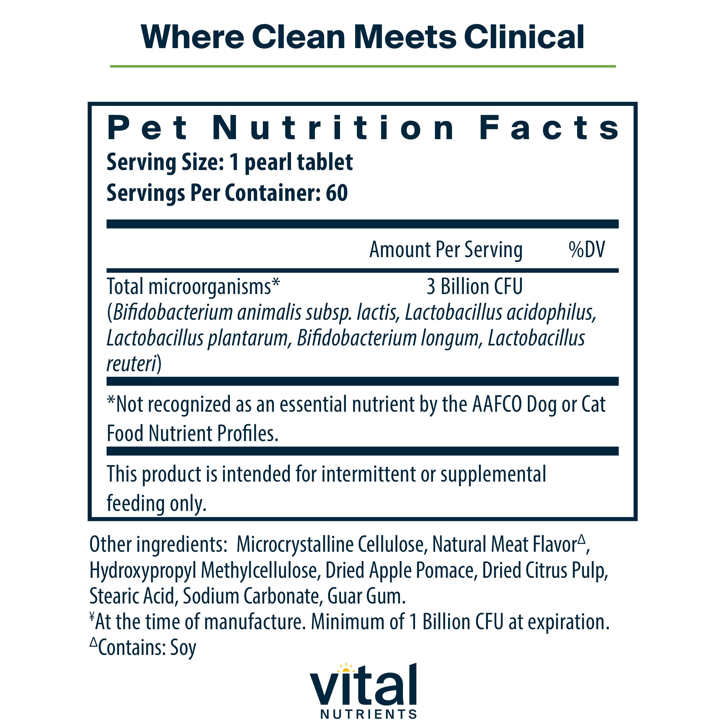 Hyperbiotics Vital Nutrients Pro Pets 3B CFU 5 strains emphasizes digestive and immune support