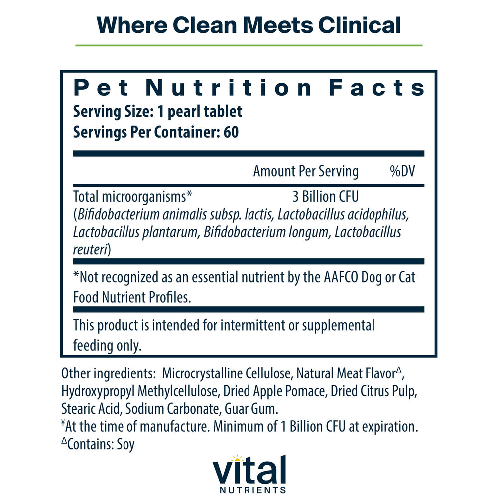 Hyperbiotics Vital Nutrients Pro Pets 3B CFU 5 strains emphasizes digestive and immune support