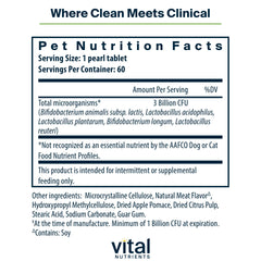 Hyperbiotics Vital Nutrients Pro Pets 3B CFU 5 strains emphasizes digestive and immune support