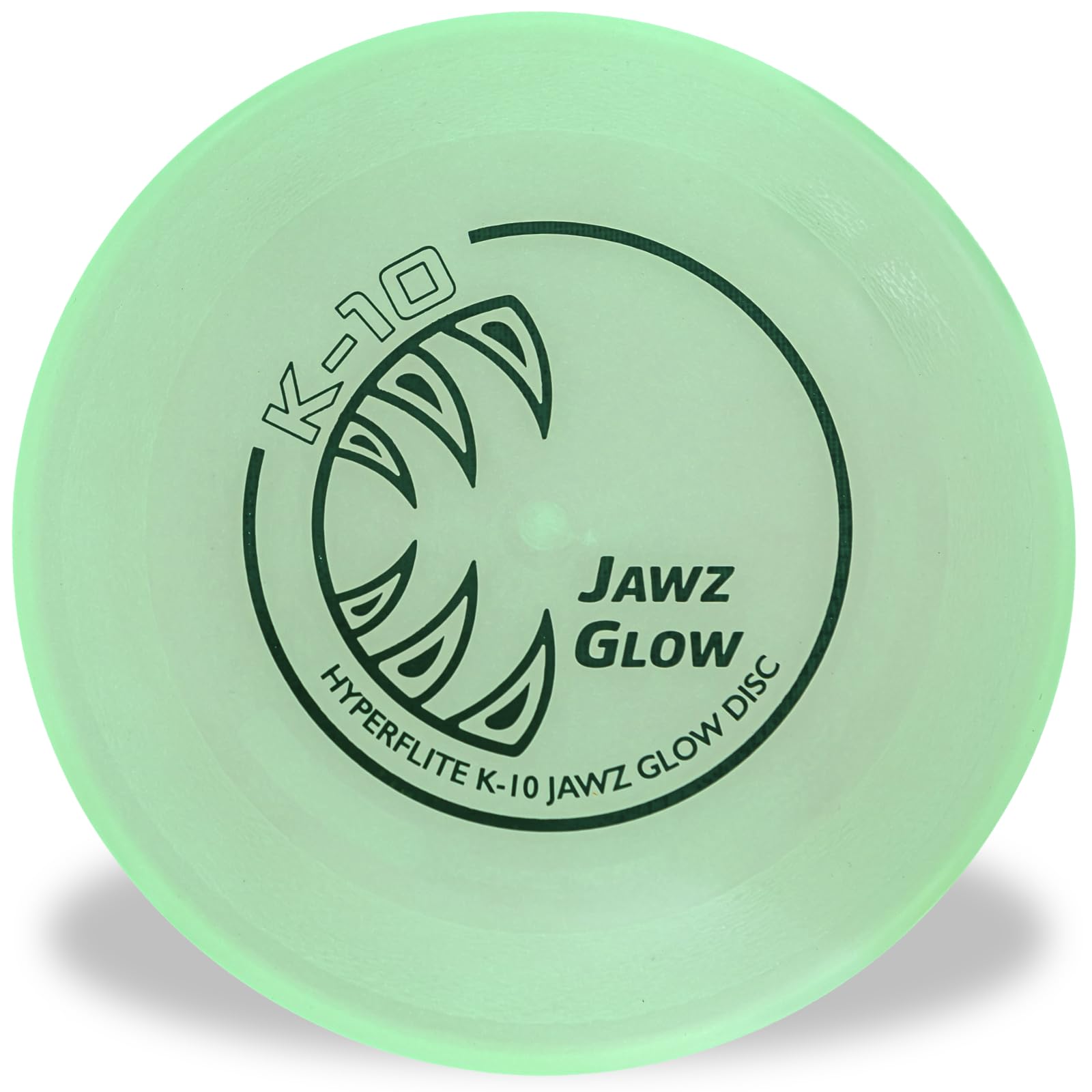 Hyperflite K-10 Jawz Glow Disc shows 8.75 inch diameter for large dogs