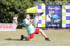 Hyperflite Pup Hyperflex Disc in action for accurate throws and quick turns.