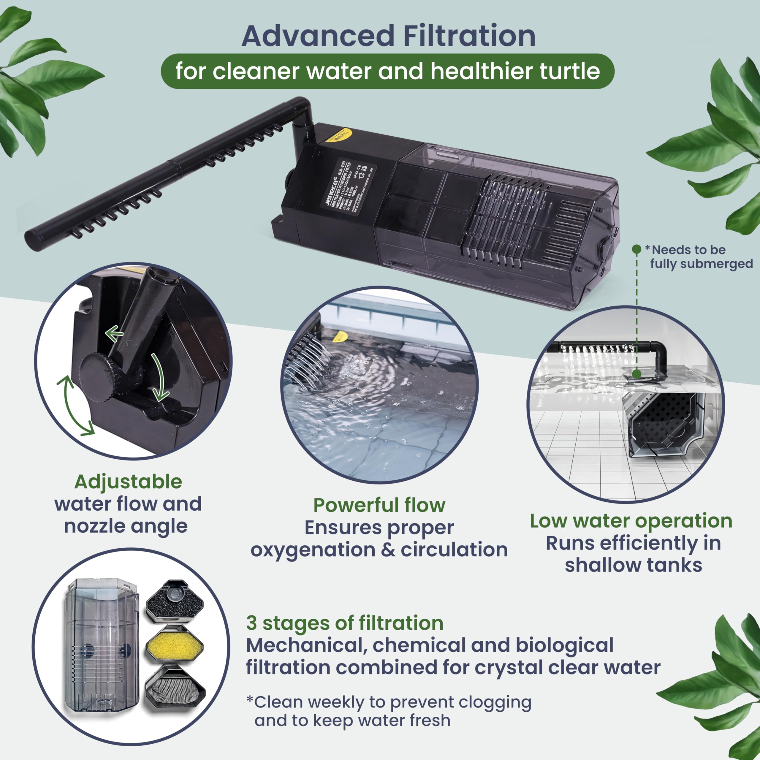 HYPESIDE large turtle tank kit advanced-filter ensuring quiet, reliable filtration