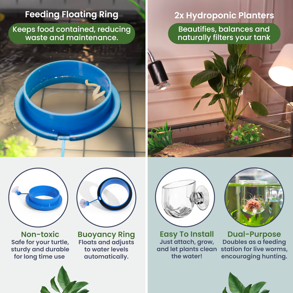 HYPESIDE large turtle tank kit floating-feeding-ring keeps food centralized