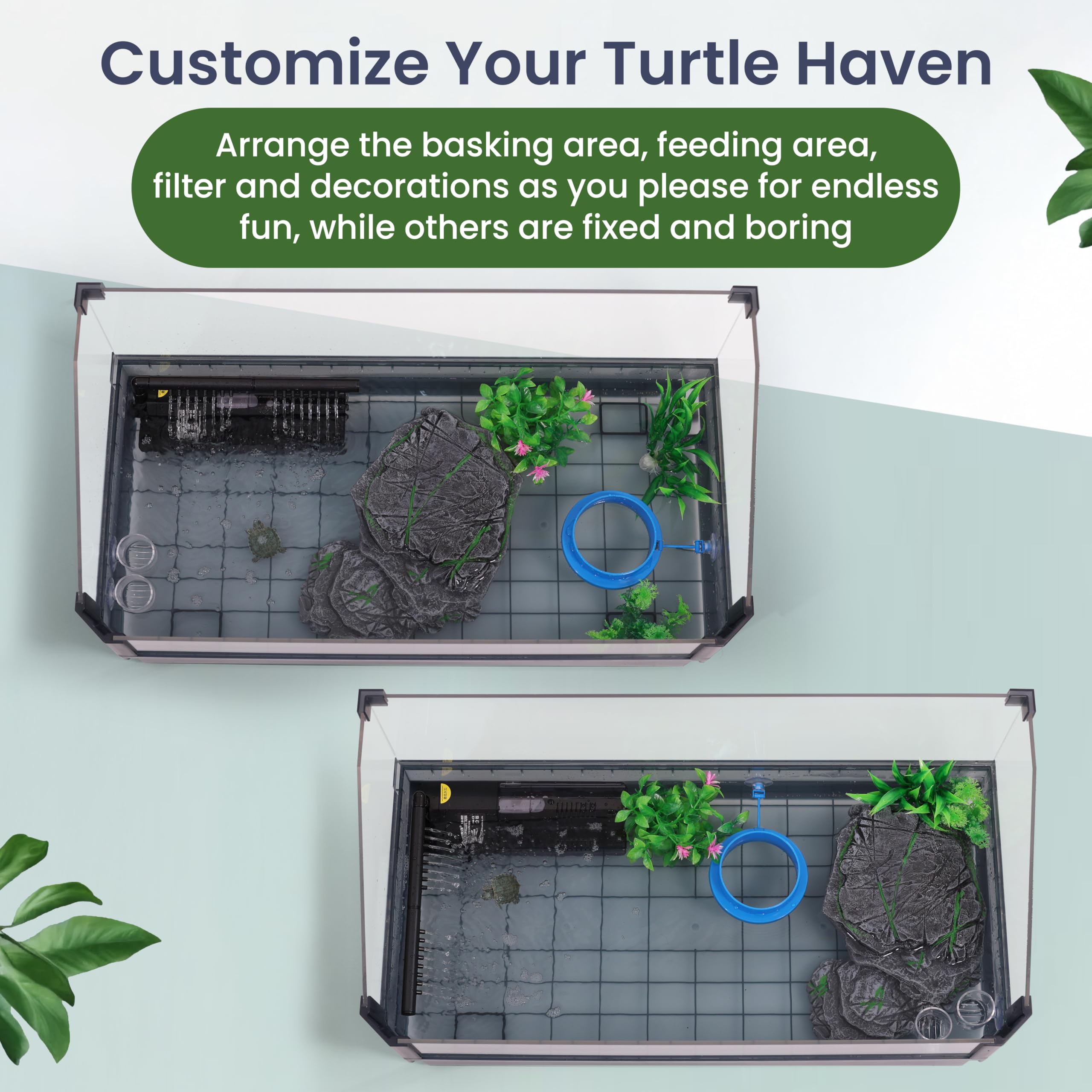 HYPESIDE large turtle tank kit plants-hydroponic-planters adding natural visuals