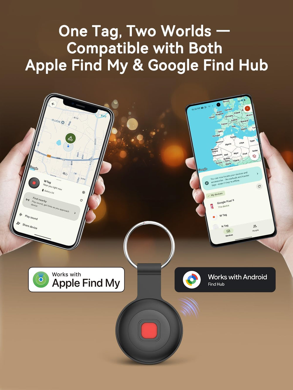 Hyphoon Air Tracker supports Find My and Android Find Hub for seamless setup