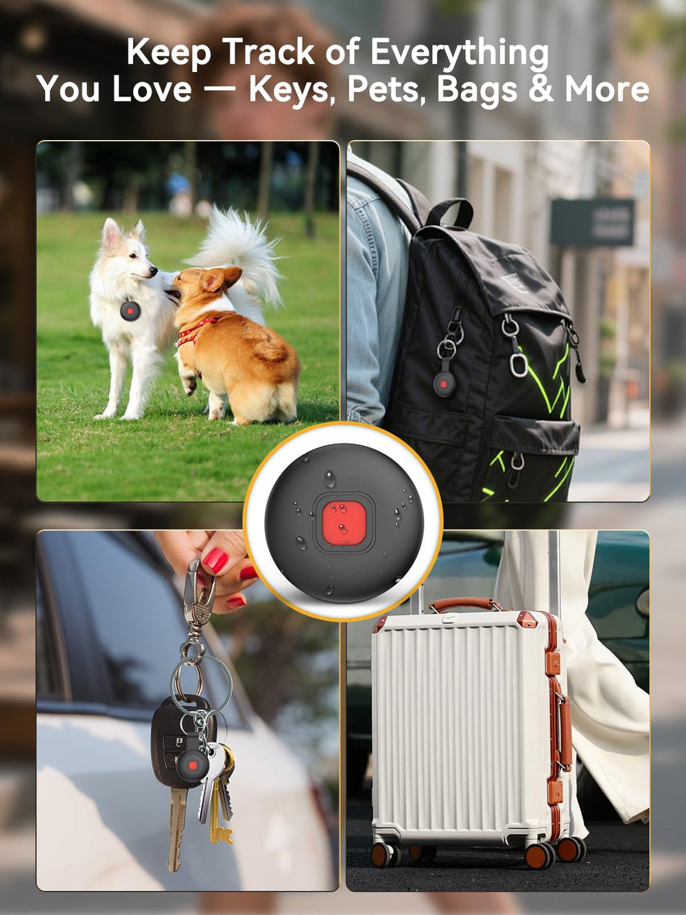 Hyphoon Air Tracker attached to a dog collar for reliable pet tracking