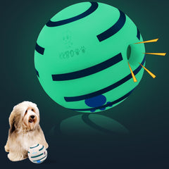 HYQ glowing ball front view shows glow and squeak for engaging play.