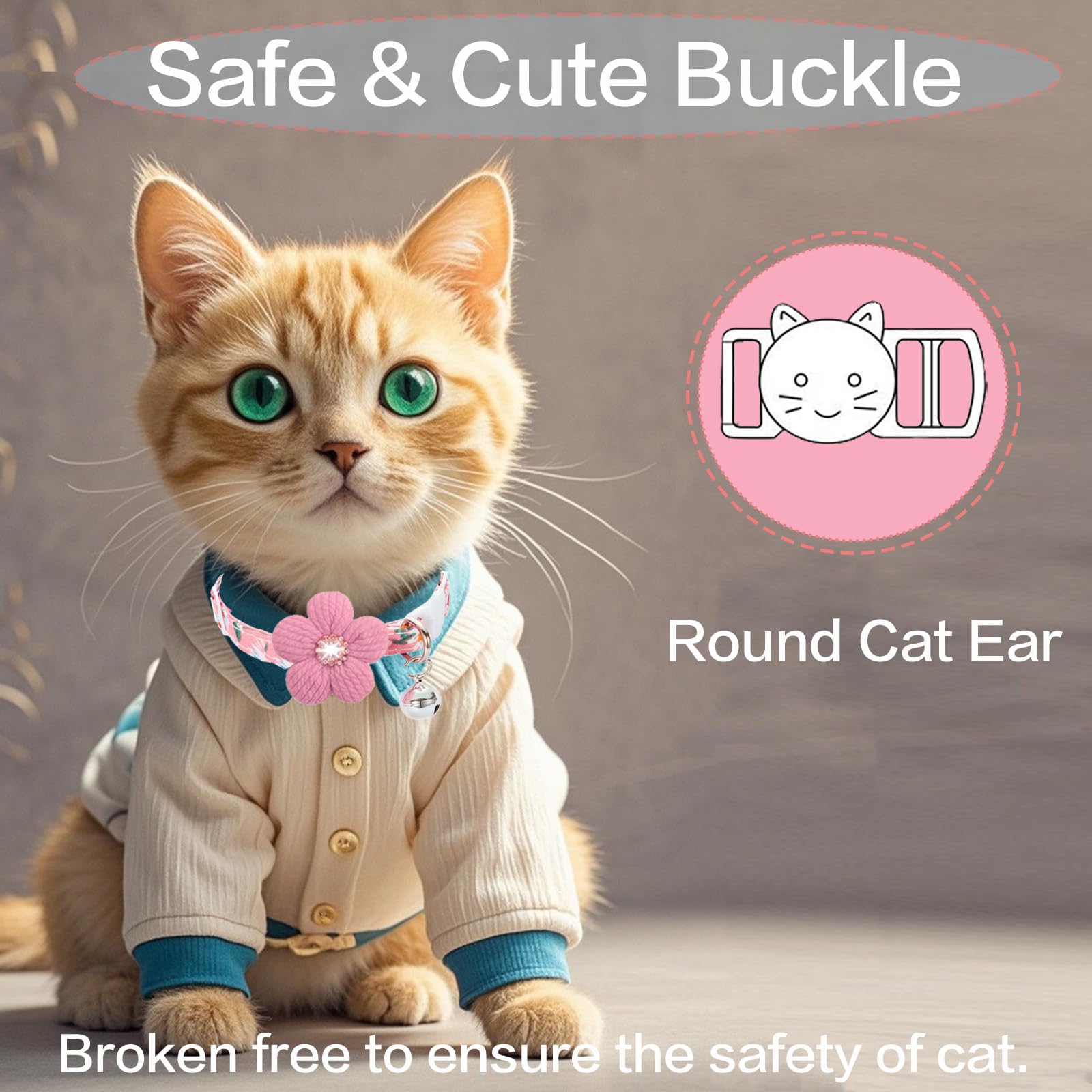 HYQHYX adjustable neck 8.6–11 inches fits most cats.