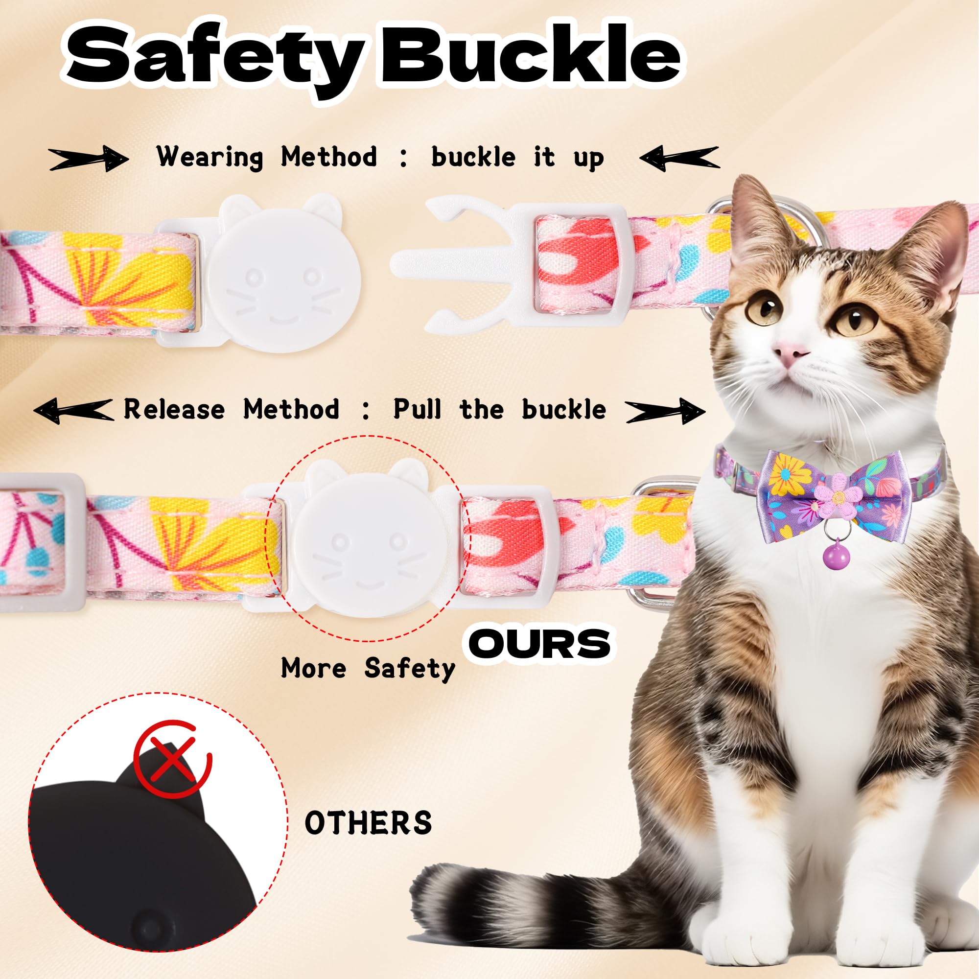 HYQHYX cat collar breakaway buckle showing safety design