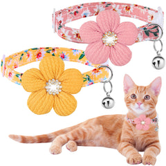 HYQHYX cat collar with flower rhinestone detailing and optional bell for daily wear and charm.