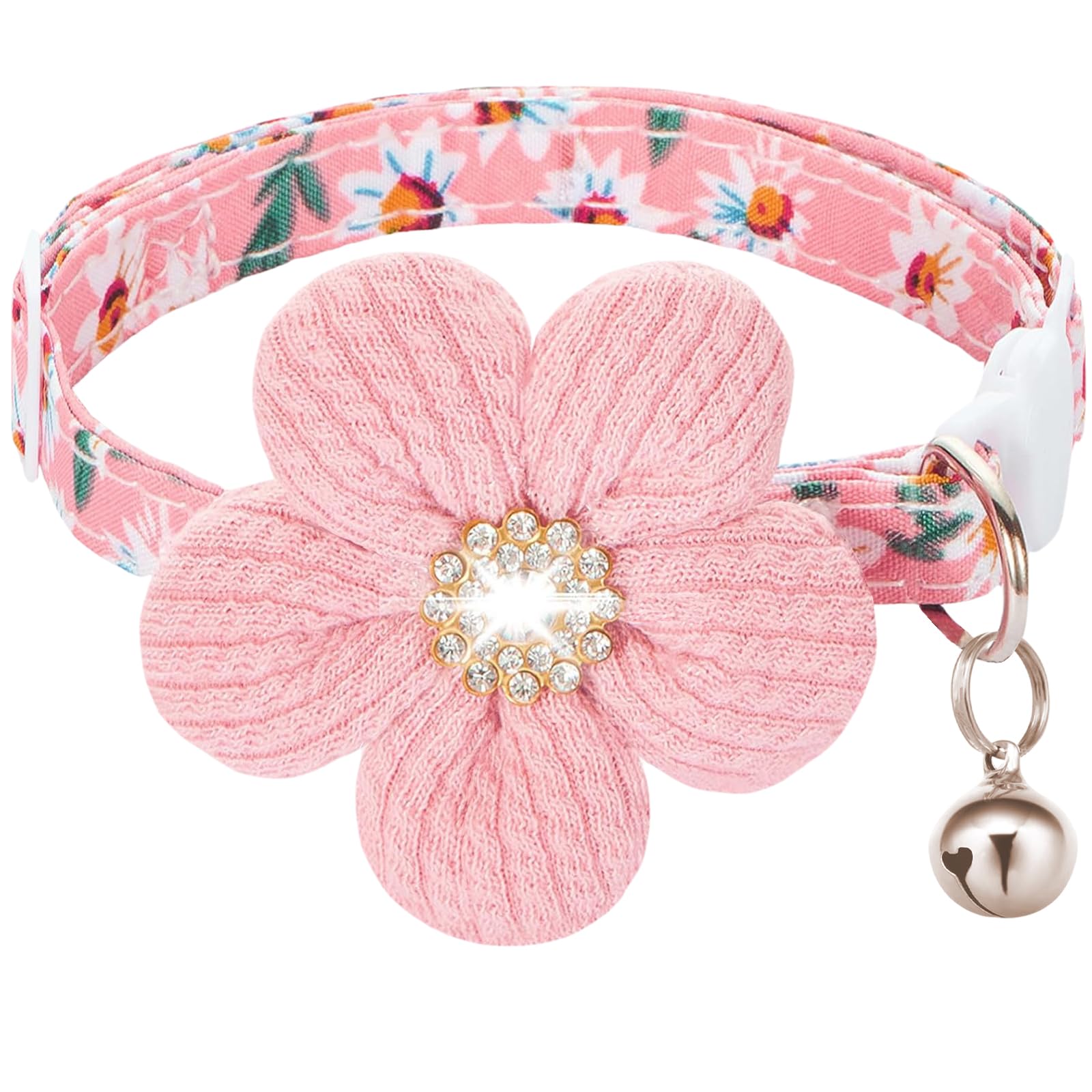 HYQHYX cat collar with flower rhinestone for stylish, safe daily wear.