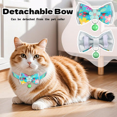 HYQHYX floral cat collar purple bow with bell for stylish wear