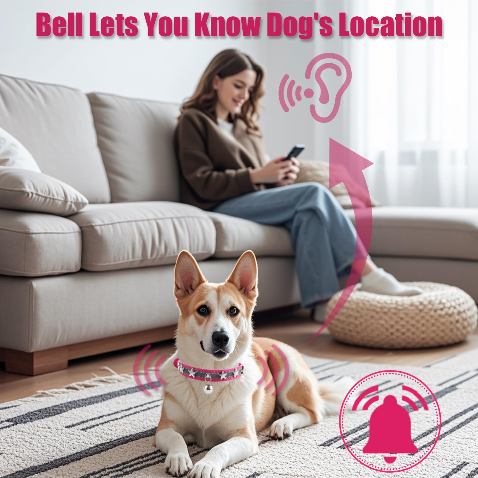 HYQHYX Reflective Collar bell-detail helps locate your dog by sound