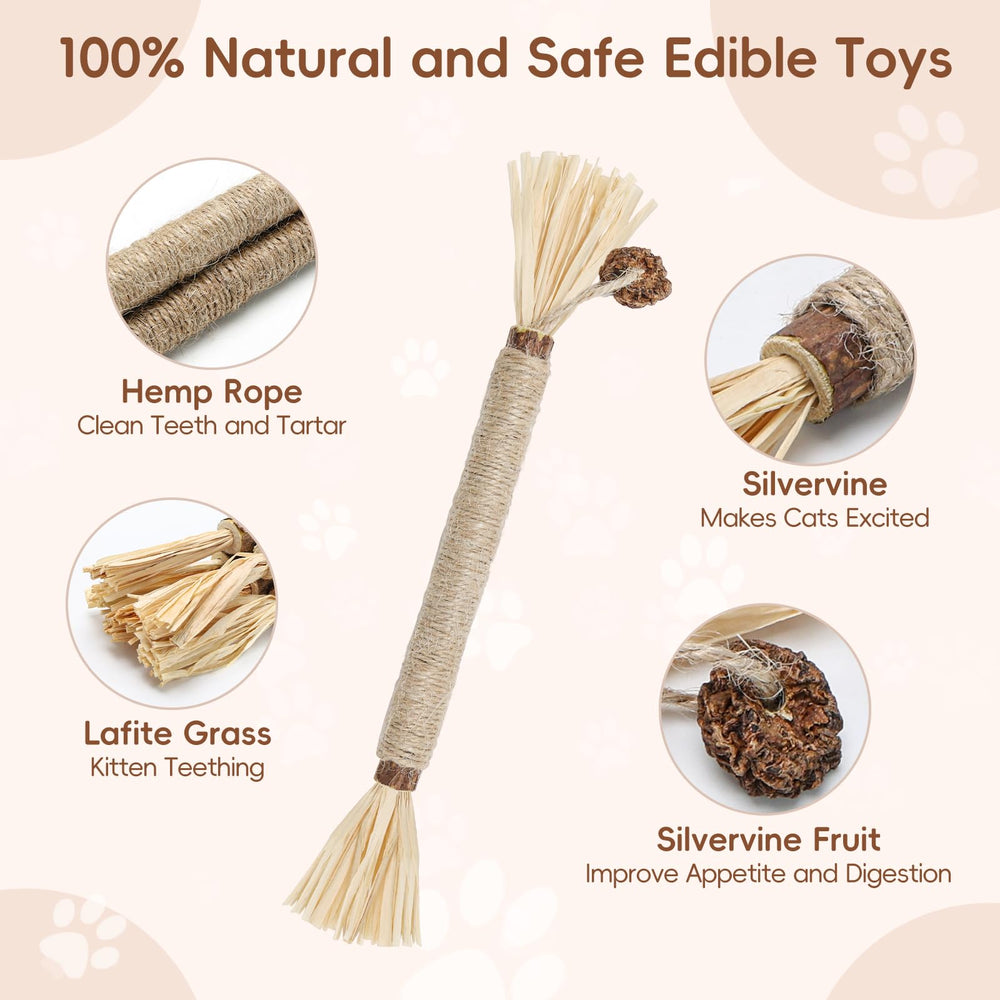 HYSDBAGS silvervine sticks sniff-chew closeup – cat explores natural aroma and texture.