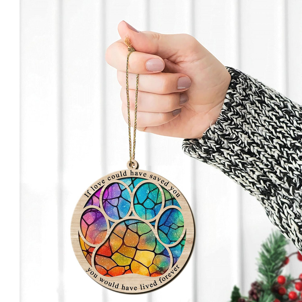 Hyturtle paw memorial suncatcher as home decor in warm light