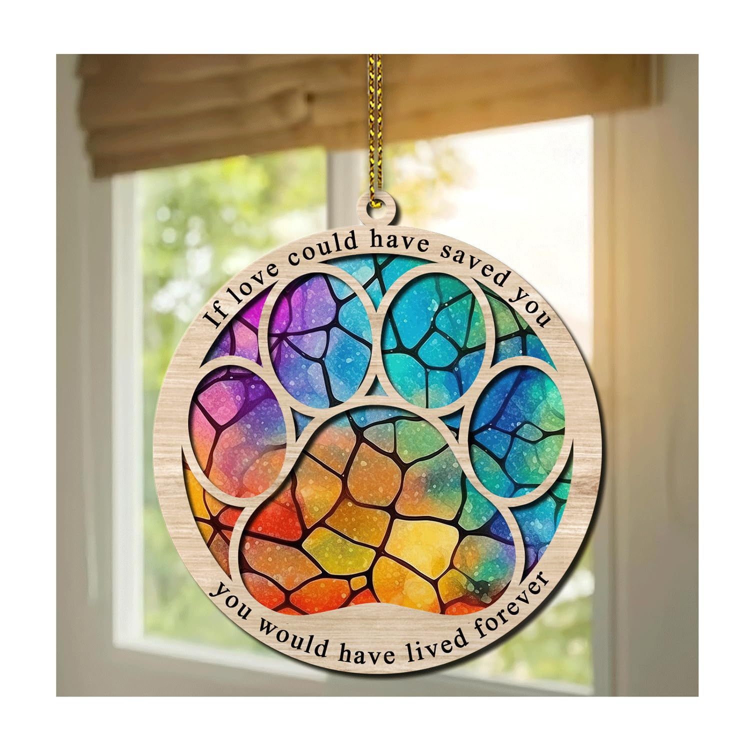 Hyturtle paw memorial suncatcher with dual-layer wood and acrylic design for lasting remembrance