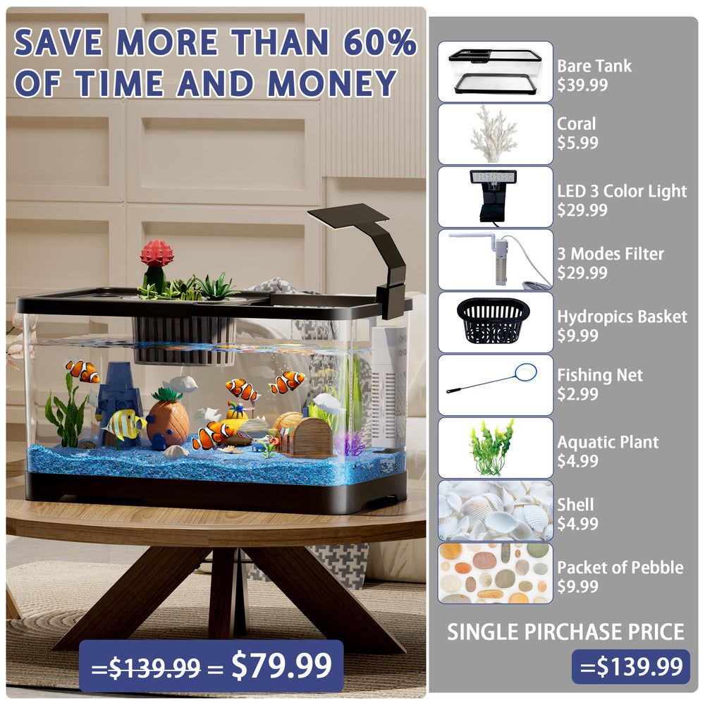 HYUVCX 9 in 1 kit assembly highlight to simplify beginner aquarium setup