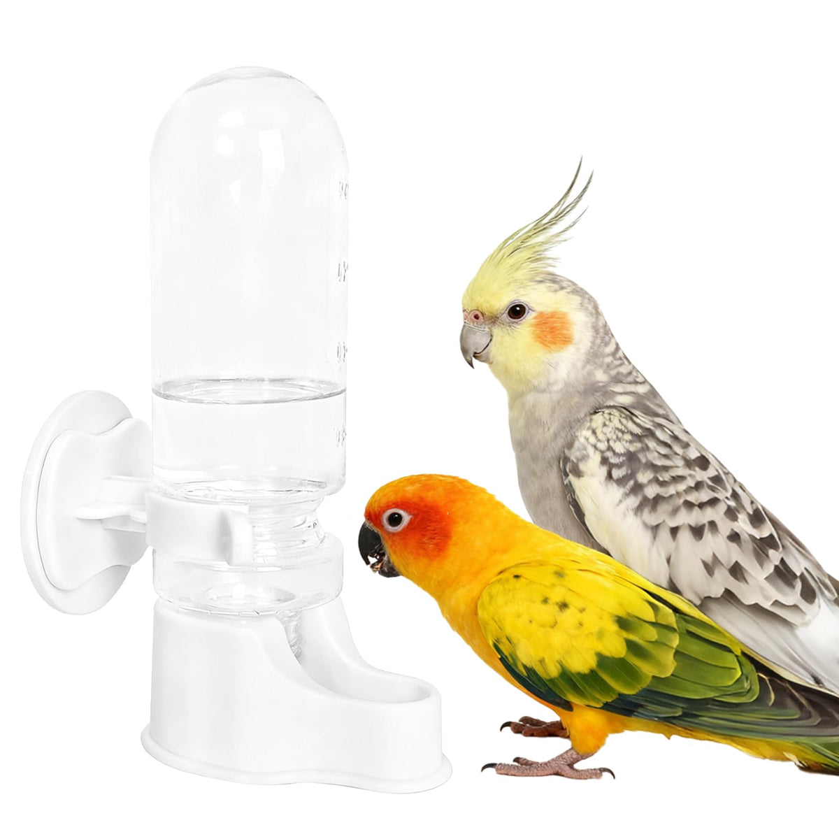 HZDZ LCPAW bird water dispenser mounted on a cage for easy hydration.
