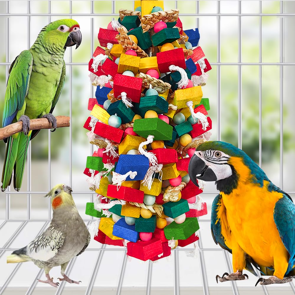 HZDZ LCPAW chew toy uses beak-safe untreated wood for safe chewing.