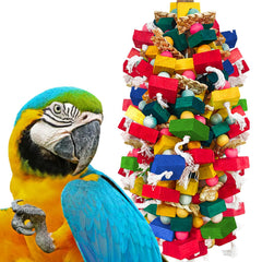 HZDZ LCPAW extra-large bird toy with natural wood chunks for sturdy beak exercise.