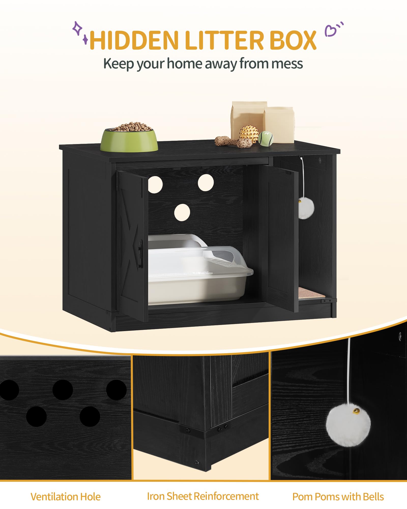 Hzuaneri barn-door style litter box blends farmhouse charm with practicality.