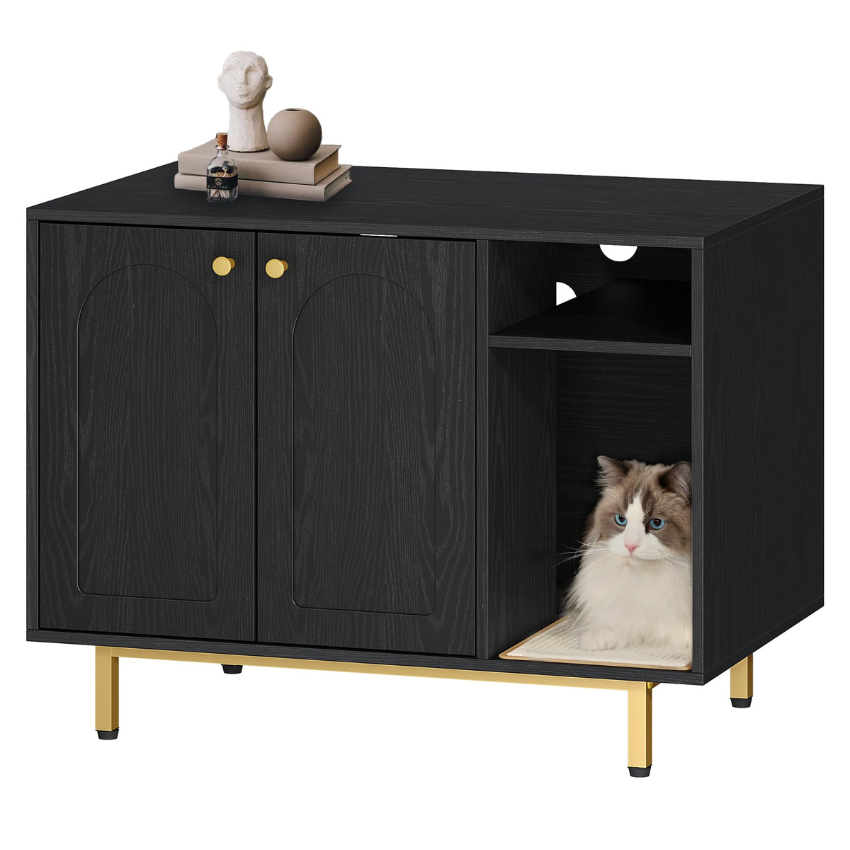 Hzuaneri CB01504G cat litter enclosure front view showing hidden space and clean lines