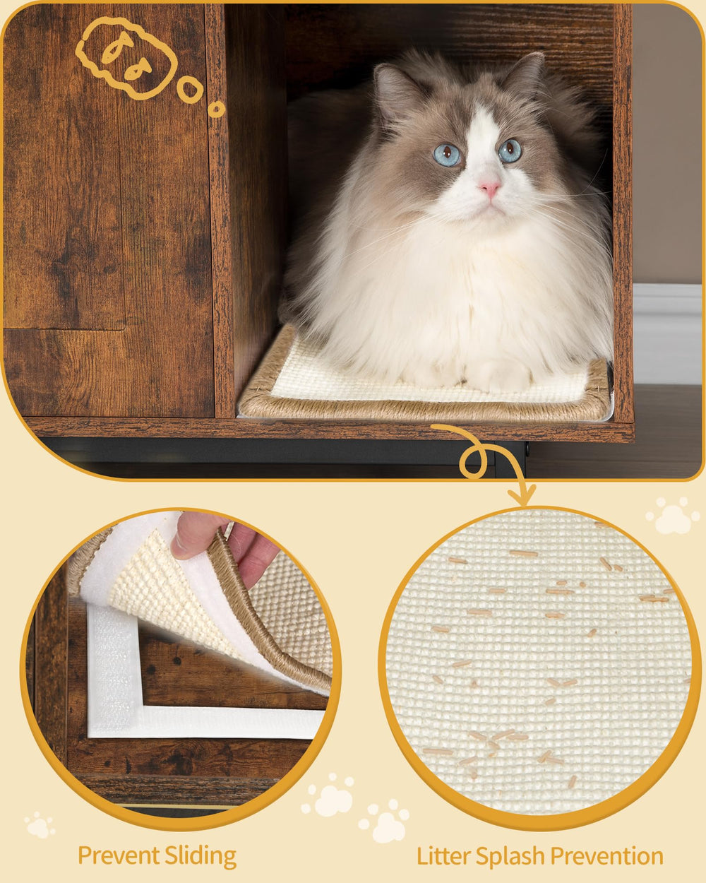 Hzuaneri concealed door and handle provide quick access to litter area.