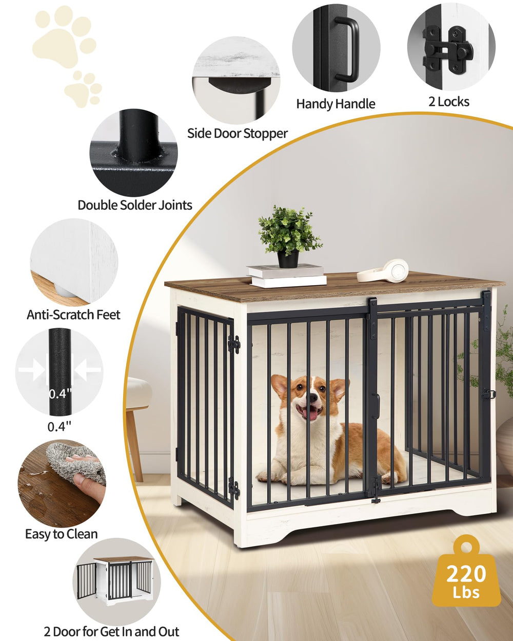 Hzuaneri interior size 29.3L x 19W x 22.6H, fits small dogs.