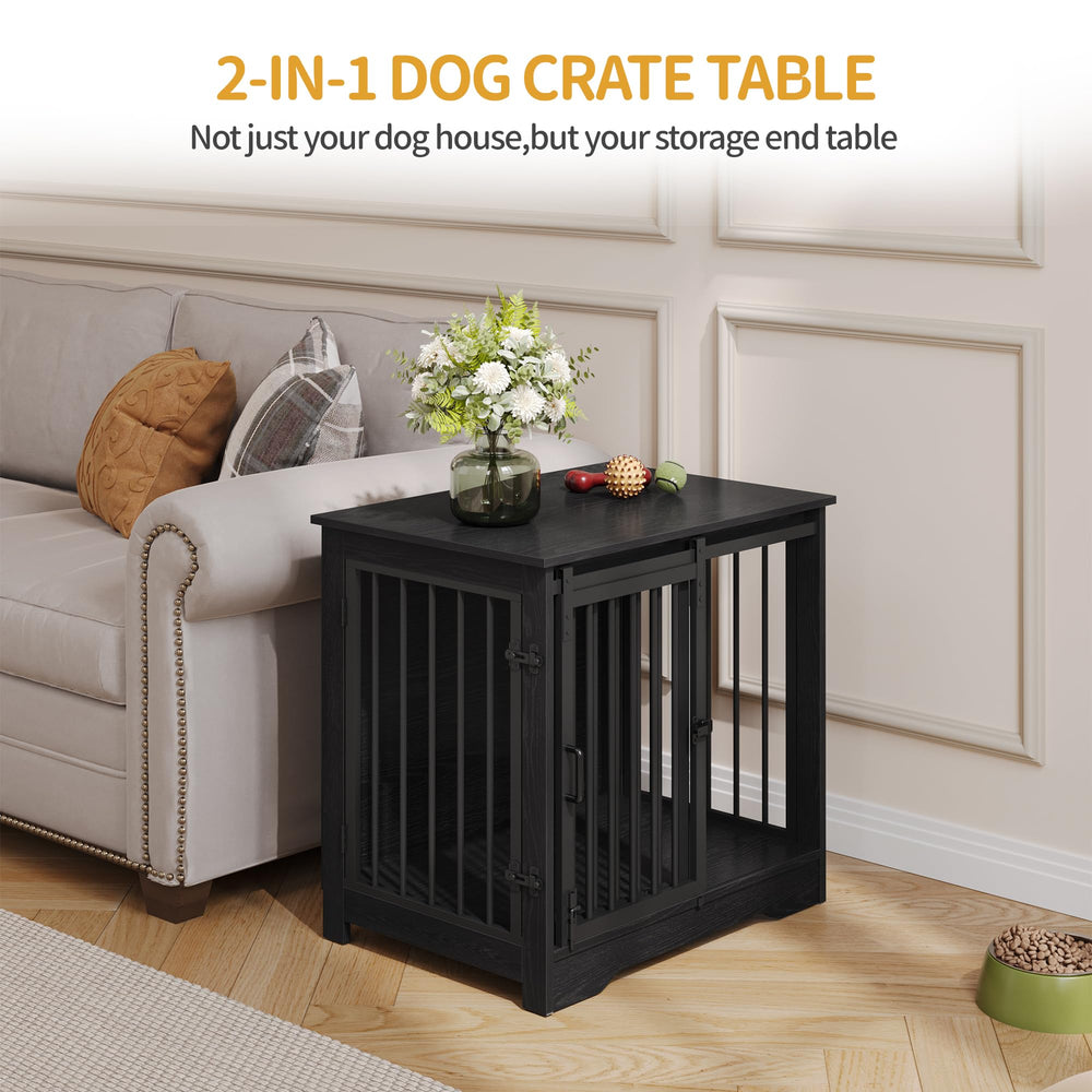 Hzuaneri dog crate furniture setup as a side-table, versatile living room accent