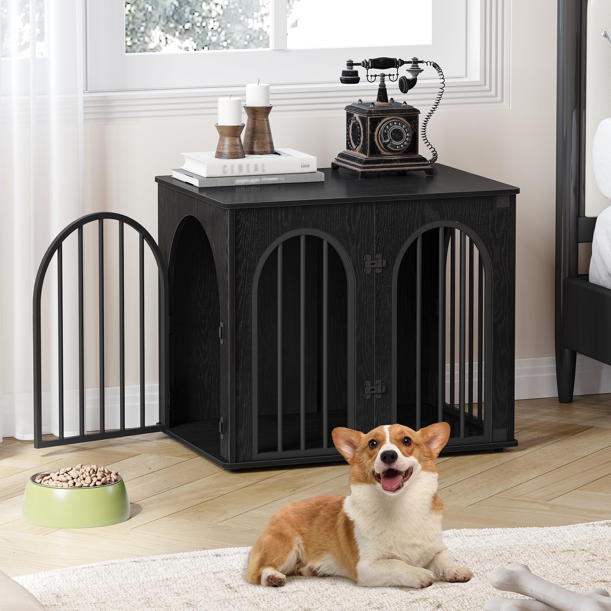 Hzuaneri dog crate furniture stand demonstrates versatile use as coffee table